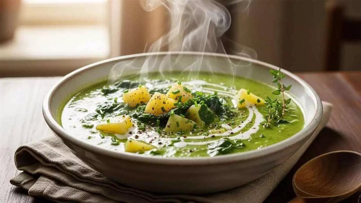 شوربة السبانخ والبطاطس