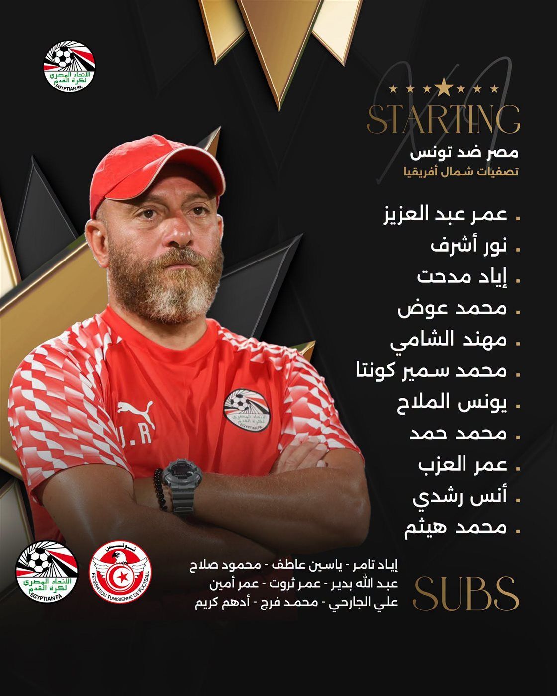 تغيير وحيد، تشكيل منتخب الشباب أمام تونس في تصفيات أمم أفريقيا