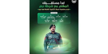 شرطة دبي تطرح 7 شواغر وظيفية تخصصية لمواطني الدولة