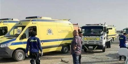إصابة 5 أشخاص في تصادم 3 سيارات واشتعال أحدهم بصحراوي الإسكندرية