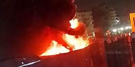 حريق هائل في مولد كهرباء بمحيط أعمال محطة مترو "نصر الثورة" بالهرم (صور)