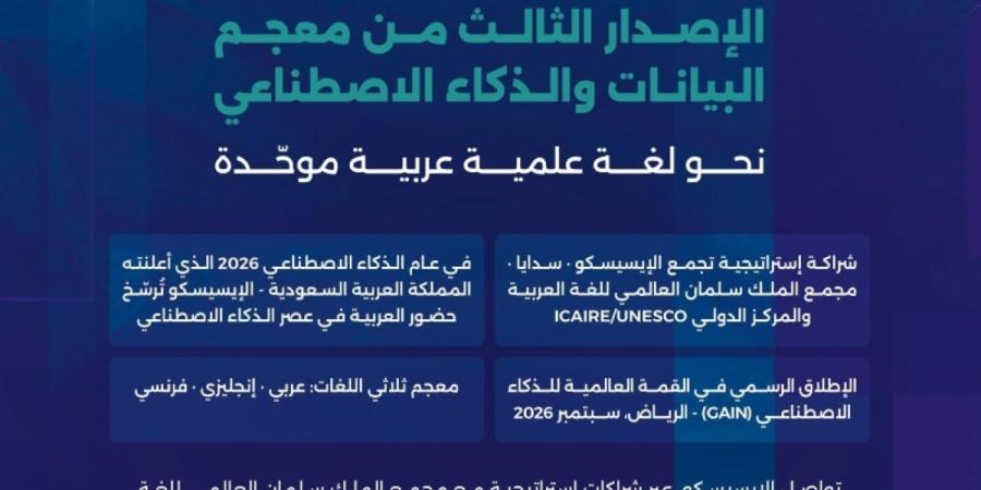 «الإيسيسكو» تطلق الإصدار الثالث لمعجم البيانات والذكاء الاصطناعي - ترند نيوز